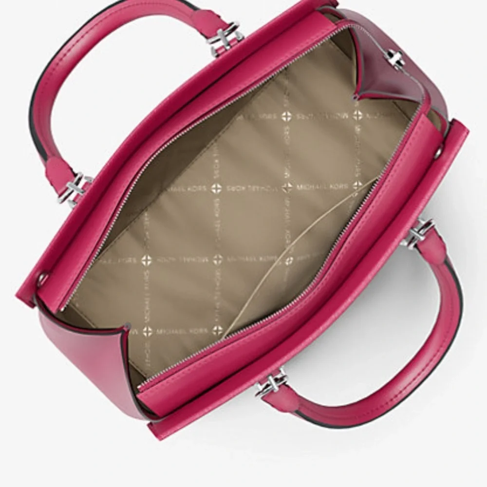 MICHAEL KORS Marilyn Medium Saffiano Leather Satchel Dark Raspberry  NWT